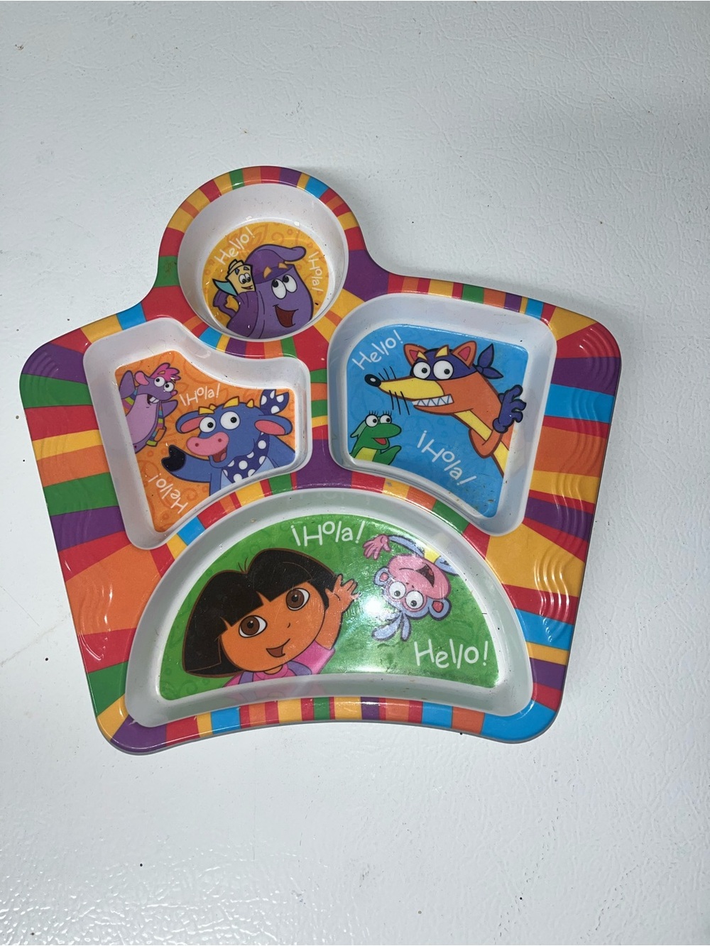 Vintage Dora the Explorer Divided Melamine Plates Y2K 2001 Colorful